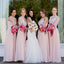 Blush Pink Long Chiffon A Line Formal Cheap Wedding Party Bridesmaid Dresses, WG334