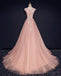Blush Pink Off Shoulder V Neckline Lace Long Evening Prom Dresses, Popular Party Prom Dresses, Custom Long Prom Dresses, Cheap Formal Prom Dresses, 17213
