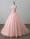 Blush Pink Open Back Lace Illusion A line Skirt Long Evening Prom Dresses, 17555