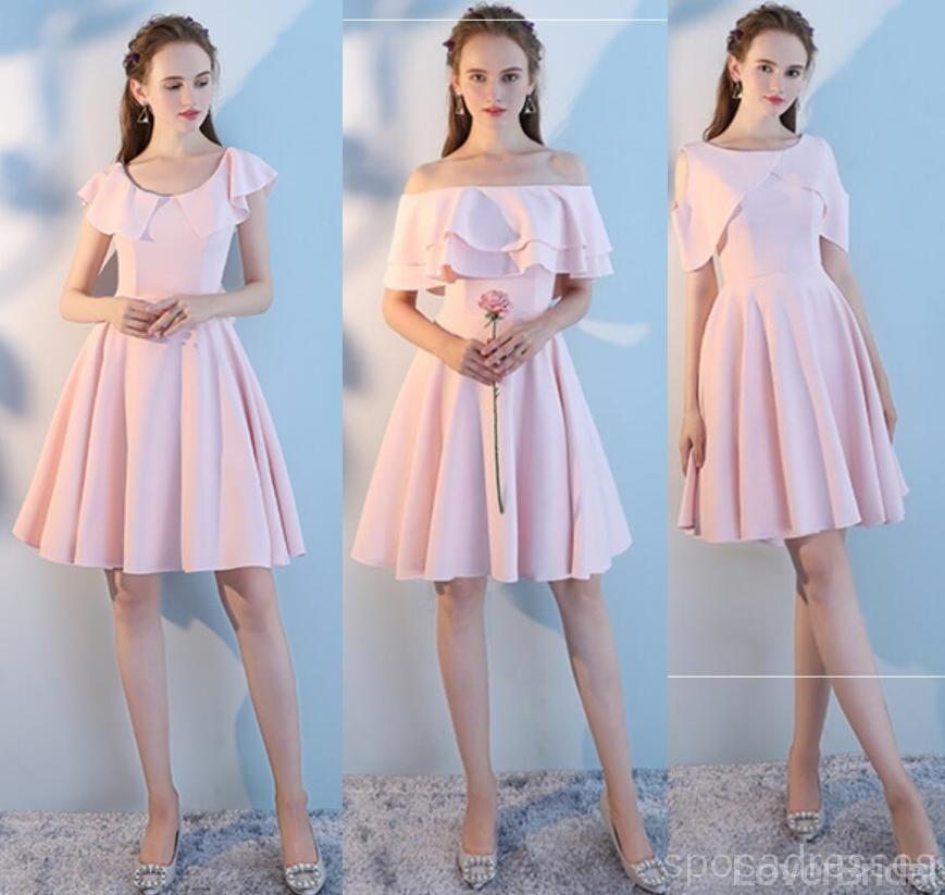 Blush Pink Short Mismatched Simple Cheap Bridesmaid Dresses Online, WG515