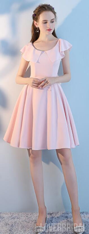 Blush Pink Short Mismatched Simple Cheap Bridesmaid Dresses Online, WG515