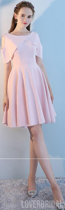 Blush Pink Short Mismatched Simple Cheap Bridesmaid Dresses Online, WG515