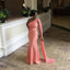 Bodycon Mermaid Peach One Shoulder Long Bridesmaid Dresses Gown, WG880