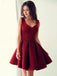 Burgudy V-neck Simple Cheap Short Homecoming Dresses Online, CM631