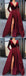 Burgundy A-line Long Sleeves V-neck High Slit Cheap Prom Dresses Online,12558