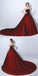 Burgundy A-line Sweetheart Sleeveless Long Prom Dresses Online,12451