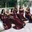 Burgundy Chiffon Off Shoulder Cheap Long Bridesmaid Dresses Online, WG297