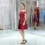 Burgundy Lace Off Shoulder Cheap Homecoming Dresses Online, Cheap Short Prom Dresses, CM813