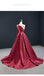 Burgundy Mermaid Long Sleeves One Shoulder High Slit Prom Dresses Online,Dance Dresses,12400