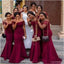 Burgundy Mermaid Off Shoulder Cheap Long Bridesmaid Dresses Online,WG1008