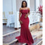 Burgundy Mermaid Off Shoulder Cheap Long Bridesmaid Dresses,WG1320