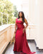 Burgundy Mermaid One Shoulder Cheap Long Bridesmaid Dresses,WG1104