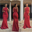 Burgundy Mermaid One Shoulder Cheap Long Bridesmaid Dresses,WG1229