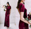 Burgundy Mermaid Short Sleeves Open Back Long Bridesmaid Dresses Online, WG964