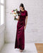 Burgundy Mermaid Short Sleeves Open Back Long Bridesmaid Dresses Online, WG964