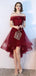 Burgundy Off Shoulder Short Homecoming Dresses Online, Cheap Short Prom Dresses, CM847