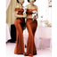 Burnt Orange Mermaid One Shoulder Cheap Long Bridesmaid Dresses,WG1238