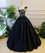 Cap Sleeve Black Lace A line Simple Long Evening Prom Dresses, Popular Cheap Long Custom Party Prom Dresses, 17327