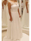 Cap Sleeve Lace Beach Wedding Dresses, 2017 Chiffon Long Custom Wedding Gowns, Affordable Bridal Dresses, 17096