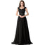 Cap Sleeve Lace Beaded See Through Black Chiffon Long Bridesmaid Dresses Online, WG286