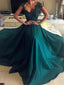 Cap Sleeve Sleeves Emerald Green Evening Prom Dresses, Cheap Sweet 16 Dresses, 18307