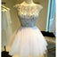 Cap sleeve sparkly mini for teens casual white graduation homecoming dresses, BD00140