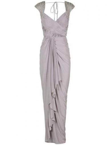 Cap Sleeves Backless Grey Chiffon Cheap Bridesmaid Dresses Online, WG605