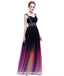 Cap Sleeves Beaded Ombre Cheap Long Evening Prom Dresses,  Custom Sweet16 Dresses, 18398