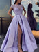 Cap Sleeves Lilac See Through A-line Long Evening Prom Dresses, Evening Party Prom Dresses, 12298