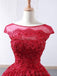 Cap Sleeves Ruffles Red Ball Gown Evening Prom Dresses, Evening Party Prom Dresses, 12265