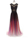 Cap Sleeves See Through Chiffon Ombre Long Evening Prom Dresses, Cheap Sweet 16 Dresses, 18397