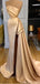 Champagne Mermaid Sweetheart High Slit Cheap Long Prom Dresses,12675