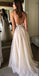 Champagne Spaghetti Straps Backless Cheap Wedding Dresses Online, Cheap Bridal Dresses, WD611