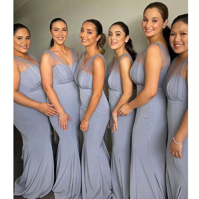 Charming Mermaid V-neck Cheap Long Bridesmaid Dresses,WG1325