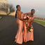 Charming Orange Mermaid One Shoulder Cheap Long Bridesmaid Dresses,WG1315