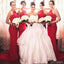 Charming Popular Red Halter Sexy Mermaid Lace Long Wedding Guest Bridesmaid Dresses, WG152