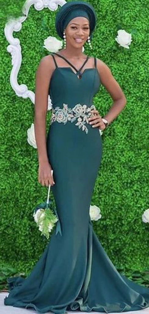 Charming Teal Mermaid Unique Straps Cheap Long Bridesmaid Dresses,WG1298