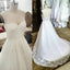 Charming Unique Round Neck Sleeves White Lace See Through Back Long Wedding Dress, WG627