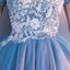 Cheap Blue Off Shoulder Lace Cute Homecoming Dresses, CM446