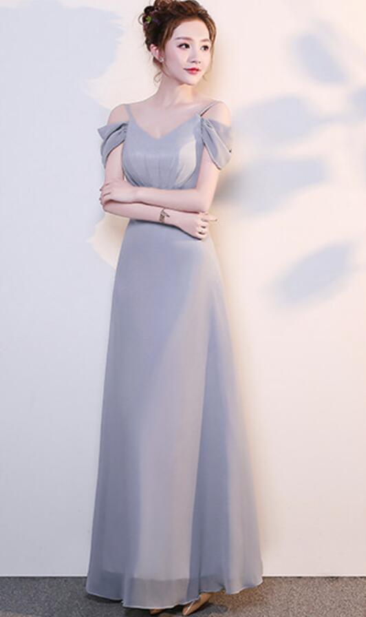 Cheap Grey Floor Length Mismatched Chiffon Bridesmaid Dresses Online, WG540