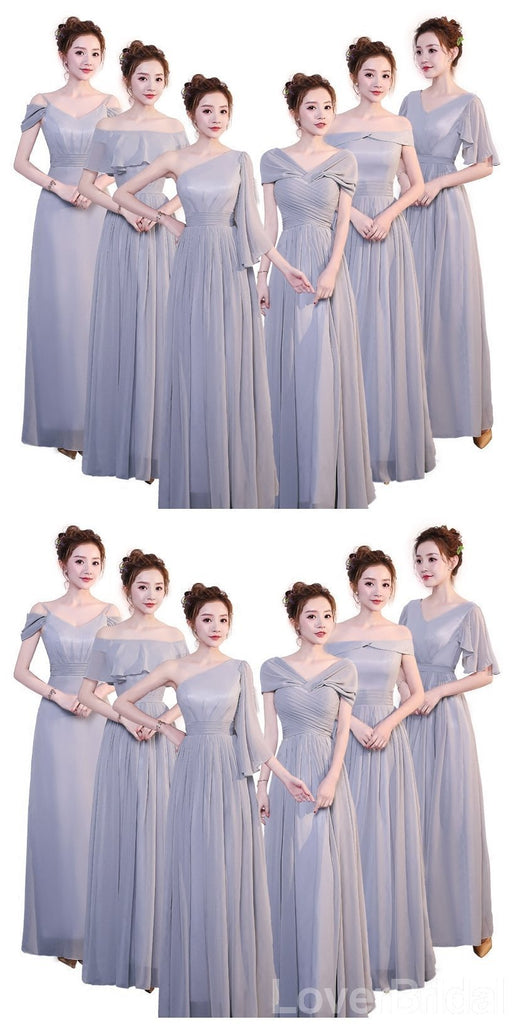 Cheap Grey Floor Length Mismatched Chiffon Bridesmaid Dresses Online, WG540