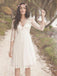 Cheap Long Sleeve Lace Short Beach Wedding Dresses, WD330