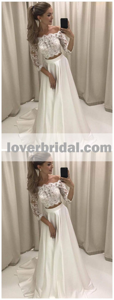 Cheap Long Sleeves Sexy Two Pieces Wedding Dresses Online, WD332