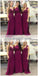 Cheap Mismatched Plum Custom Long Bridesmaid Dresses, WG231