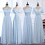 Cheap Pale Blue Floor Length Mismatched Chiffon Bridesmaid Dresses Online, WG538