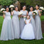 Cheap Plus Size Mismatched Tulle Gray Long Bridesmaid Dresses, Affordable Unique Custom Long Bridesmaid Dresses, Affordable Bridesmaid Gowns, BD113