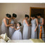 Cheap Plus Size Mismatched Tulle Gray Long Bridesmaid Dresses, Affordable Unique Custom Long Bridesmaid Dresses, Affordable Bridesmaid Gowns, BD113