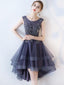 Cheap Ruffle Scoop Navy Lace Cute Homecoming Dresses 2018, CM469