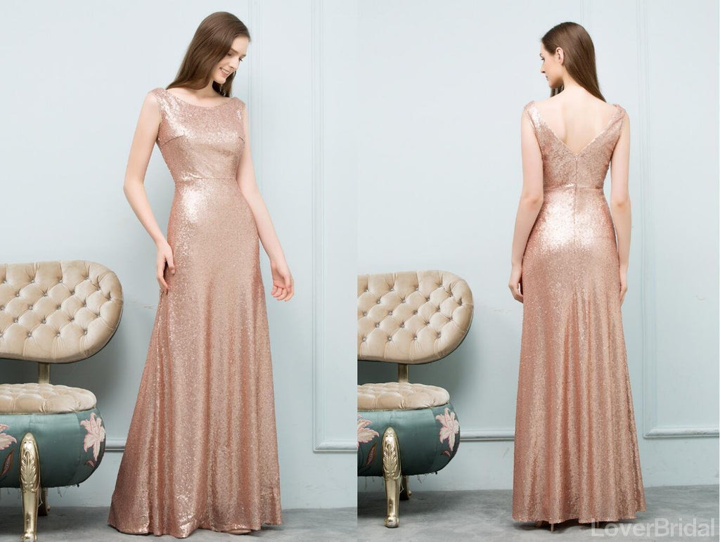 Cheap Sparkly Floor Length Mismatched Gold Sequin Bridesmaid Dresses Online, WG545