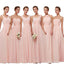 Chiffon Blush Pink Floor Length Mismatched Simple Cheap Bridesmaid Dresses Online, WG520